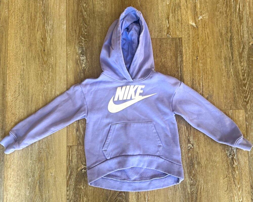 Nike Unisex Kids Size 6 Purple Fleece Pullover Hoodie Pockets, Good